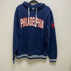 Philadelphia 76ers ‘47 Brand City Edition Bridge Eastport Navy Hoodie Men’s XL